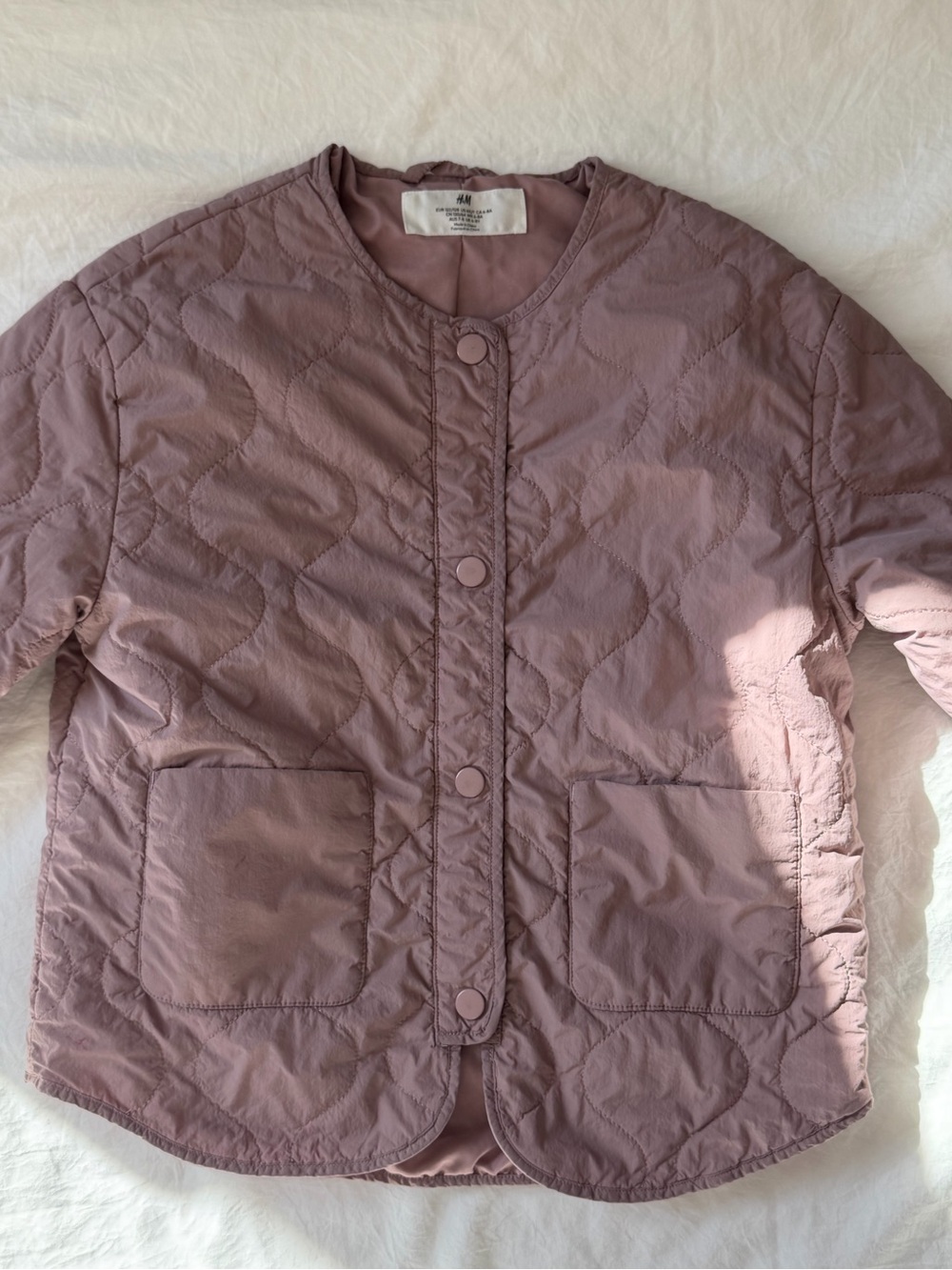 H&M Girls 6-7Y Mauve Lightweight Quilted Puffer Jacket